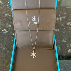 Authentic Birks White Gold Pave Diamond Snowflake Necklace